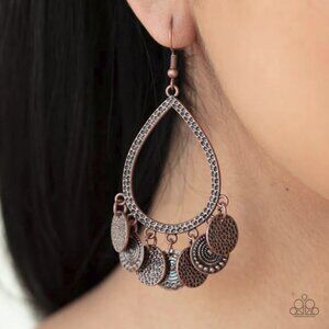 Paparazzi Jewelry Accessories - All In Good CHIME - Copper Earrings - Vintage